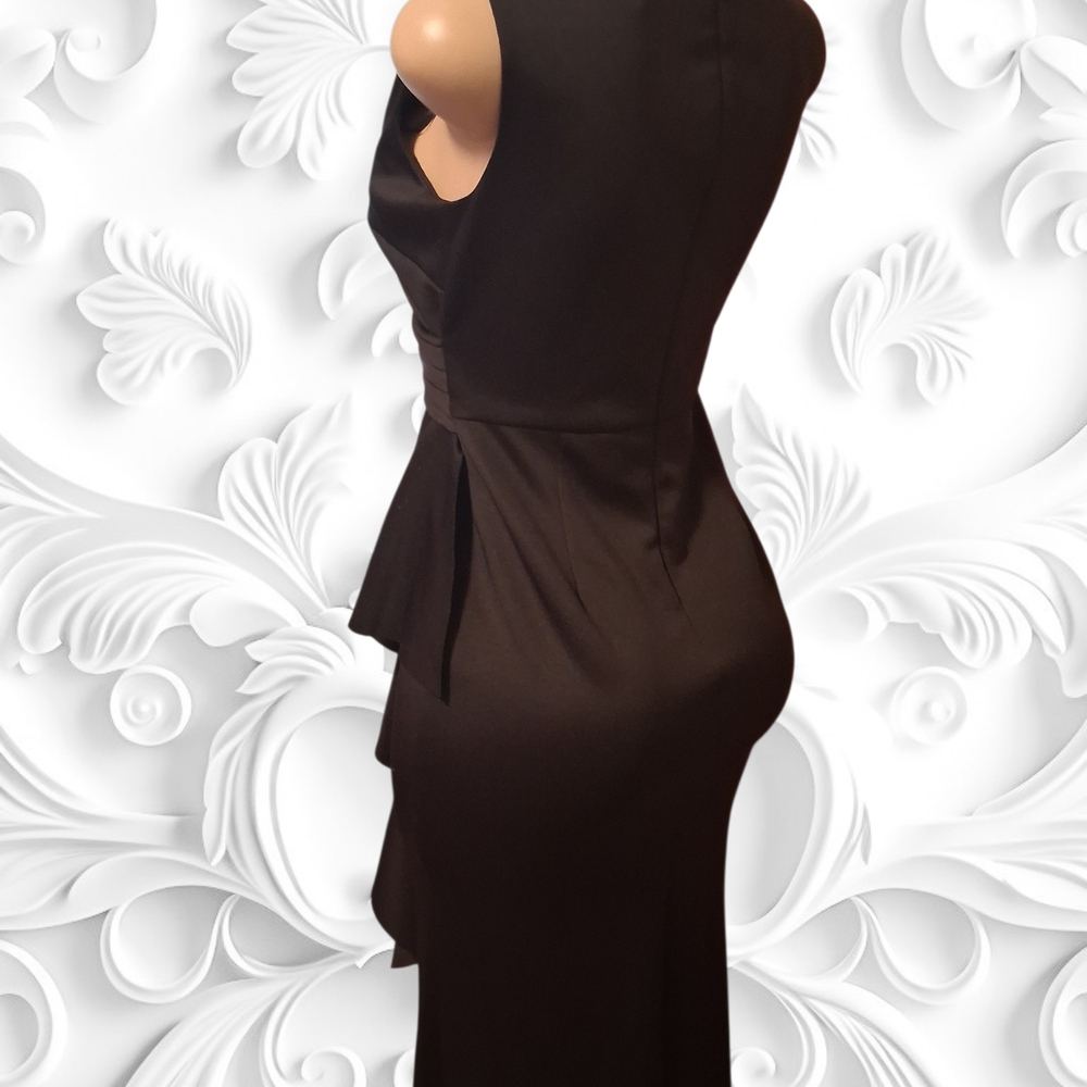 Jessica Howard Black V-Neck Ruffle Midi Dress - Picture 3 of 5